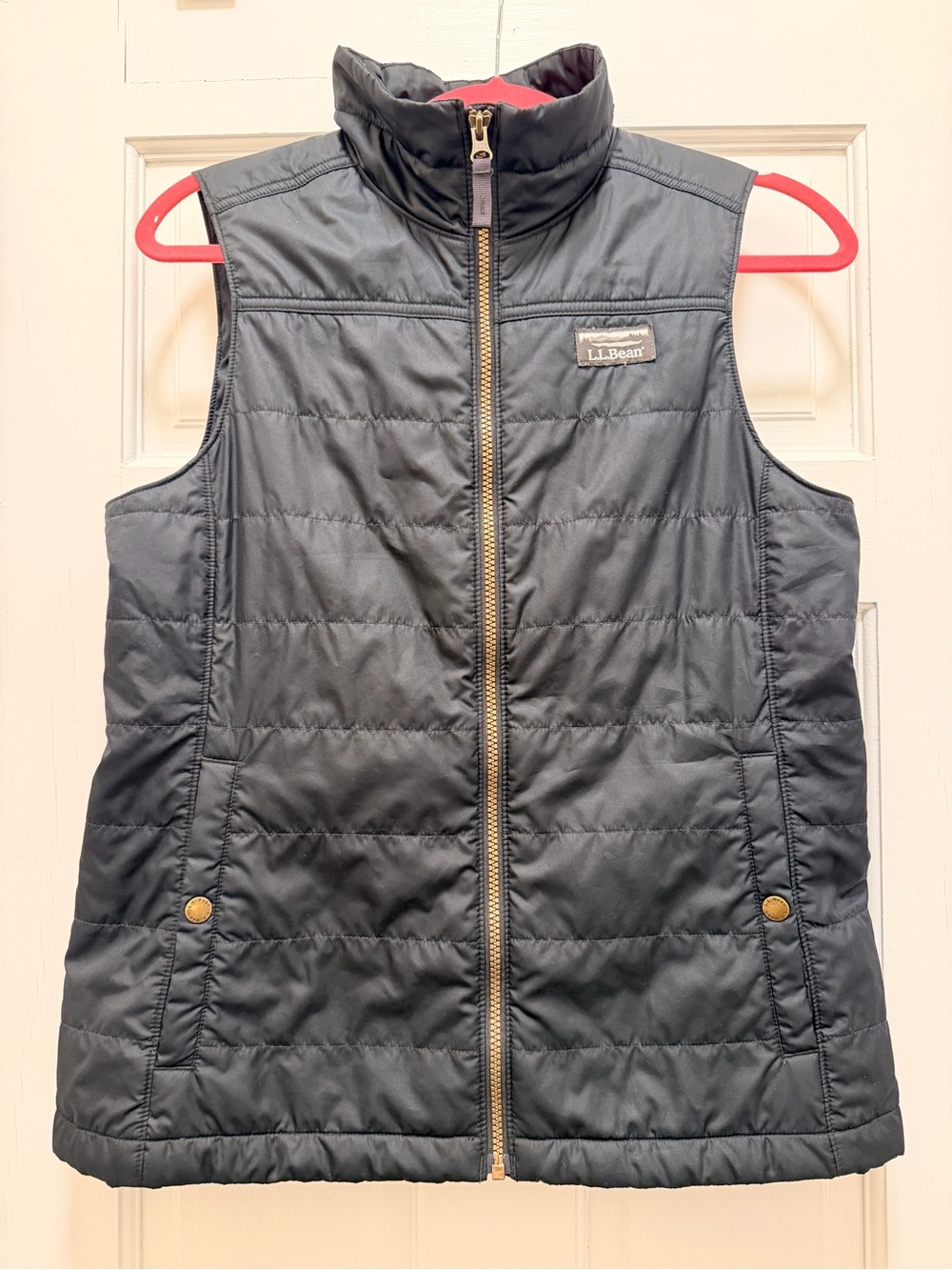 L.L.Bean Black Quilted Puffer Vest - Classic Zip Front
